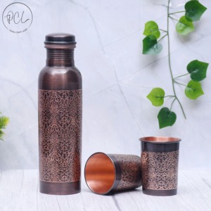 Authentic Copper Reusable <b>Metal</b> <b>Water</b> <b>Bottle</b> Eco-Friendly and Modern Minimalist Design for Healthy Living - Product Image 3