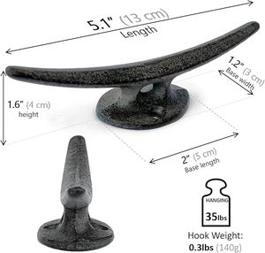 ตะขอแขวนเสื้อโค้ทแบบติดผนังสำหรับงานหนักตกแต่งด้วยเหล็กหล่อแบบวินเทจสีดำโบราณ - Product Image 6