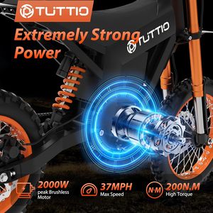 Elettrico-Dirt-Bike per adolescenti adulti, 14 "/12" pneumatico grasso 2000W elettrico-moto con batteria 48V 21AH freni idraulici da 37mph - Product Image 2