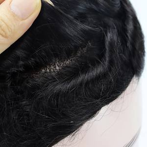 Nouveau style de toupet indétectable en cheveux humains brésiliens Remy avec ligne de cheveux naturelle pour hommes, base en soie, système capillaire en dentelle française - Product Image 5