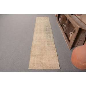 พรมยางข้างเตียงลายคลาสสิคสีเบจวินเทจผ้าวูลสี่เหลี่ยมผืนผ้า2x8.7ft งานเย็บปะติดปะต่อกันดีไซน์สำหรับวัยรุ่นห้องนั่งเล่นพรมยาง2x8.7ft - Product Image 1