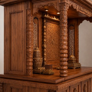Meilleur Mandir de prière en bois de teck aux designs exquis, mobilier de maison sur mesure, taille et couleur personnalisables, style moderne durable, DST EXPORTS - Product Image 4