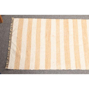 Tapis turc 1,6 x 3,2 pieds, petit tapis vintage, tapis rayé jaune et blanc - Product Image 4