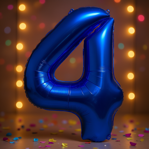Palloncino Foil Numero 4 Blu Scuro 1M per Feste, Riempibile con Elio, Decorazione per Feste - Product Image 3