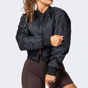 High Quality Winter Women's Crop Bomber <b>Jacket</b> Long <b>Sleeve</b> Breathable Top in Fabric <b>Short</b> Clothing Length - Product Image 6