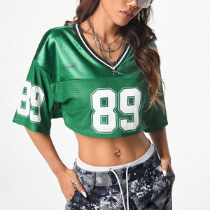 Thoáng Khí Mỹ Jersey Tops Cho Mặc Giản Dị Phong Cách Quá Khổ Phù Hợp Quá Khổ Jersey Tops Trọng Lượng Nhẹ Lưới Cho Phụ Nữ - Product Image 4