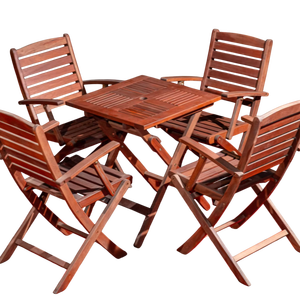 ชุดเฟอร์นิเจอร์กลางแจ้งไม้ Melaleuca 4ชิ้นทันสมัยที่พักแขนสบายเก้าอี้ในสวน - Product Image 1