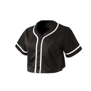 Dernier design OEM, haut de sport personnalisé pour femme, maillot de baseball, vêtements de sport, 100% polyester, séchage rapide, col rond - Product Image 1
