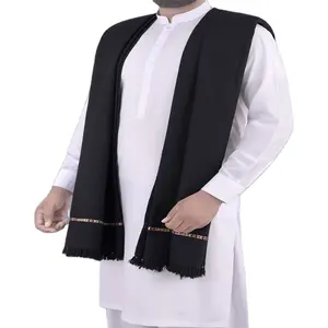 Высококачественная черная вышитая индивидуальная Строительная шерстяная шаль для мужчин.