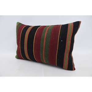 Coussin décoratif en laine patchwork Kantha motif vintage multicolore 16x24 pouces - Product Image 4