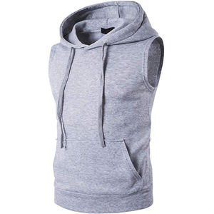 Sweat à capuche d'entraînement pour hommes 100% coton sans manches débardeurs Design brodé numérique pour la musculation Muscle Training Winter - Product Image 4