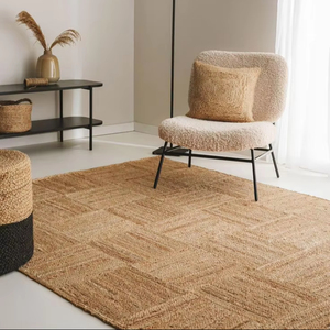 Alfombra de Yute Tejida a Mano Reversible Clásica y Ecológica, Negra, Resistente a Mascotas, Insonorizante, Pelo Mediano de 0.5-1 Pulgadas - Product Image 1