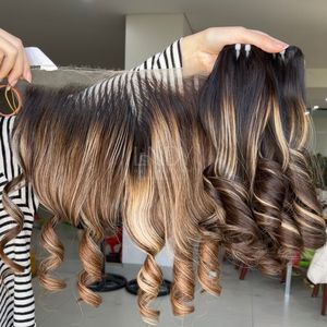 Cheveux vierges de haute qualité, mèches ombrées, couleur rebondissante, avec frontal et mèches pour faire des perruques - Product Image 4