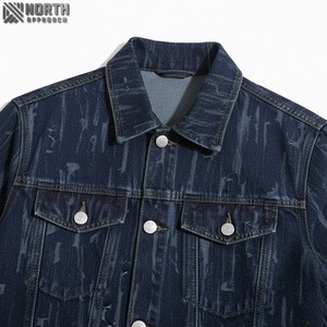 2025 nouveauté hiver mode Streetwear Denim veste de haute qualité conception personnalisée hommes déchiré bouton avant Denim veste - Product Image 4
