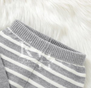 Conjunto de invierno de punto de algodón Unisex de alta calidad, suéter informal y pantalones para bebés y niños pequeños, patrón sólido - Product Image 2