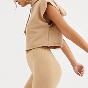 2025 vente en gros mince à capuche OEM cordon à capuche sans manches dames pull court à capuche femmes culture sans manches sweats à capuche - Product Image 5