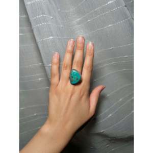 Donovan Nez Kingman <b>Adjustable</b> <b>Ring</b> Turquoise & Sterling Silver Gift with Bezel Setting Inlay Technology - Product Image 4
