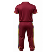 Seragam Kriket Pria Warna Sesuai Pesanan Grosir, Sublimasi, Bernapas, Cepat Kering, Set Jersey dan Celana Maroon Cyan Profesional