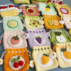 New Hand-woven Cartoon Pattern Eco-Friendly Crochet Knitted Bundle Coin Purse Special Offer Earphone Bag Unisex Finished - Product Image 3