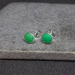 Luxe 925 boucles d'oreilles en argent vert chrysoprase pierre de naissance pierre précieuse chic à la main argent boucles d'oreilles femmes accessoires en vrac - Product Image 5