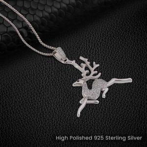 จี้เพชรโมอิสซาไนต์ VVS หรูหรา สไตล์ฮิปฮอป ประดับด้วยเงินแท้ 925 ดีไซน์รูปกวางเรนเดียร์ เรียบง่าย ราคาประหยัด - Product Image 5