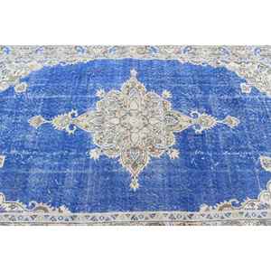 Alfombra Vintage de 5.5x8.7 pies, Alfombra Turca, Alfombra de Lana con Diseño de Camuflaje Azul - Product Image 5