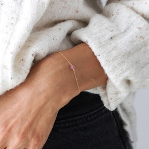 Bracelet de pierres précieuses brutes de Tourmaline rose naturelle vibrante 925 Bracelet Boho en argent promesse bijoux cadeau pour femmes et filles - Product Image 3