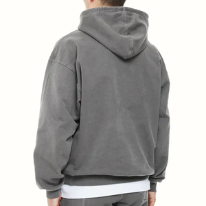 Custom Logo for Double Layer 400gsm <b>Thick</b> <b>Fleece</b> 100% Cotton Pullover Winter High Street Vintage Wash Hoodies - Product Image 5