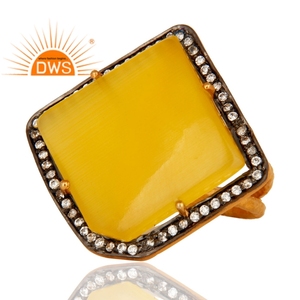 Meilleure vente en argent Sterling naturel Cz et pierre de lune jaune bague de déclaration bijoux personnalisés pour les femmes cadeau pour elle - Product Image 2