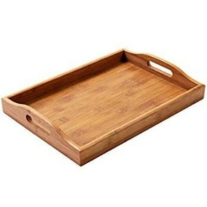 Vente chaude Plateau De Service Petit Déjeuner Collations Serveur Plat Plateau Rectangulaire Finition Naturelle En Bois Plateau De Service - Product Image 1