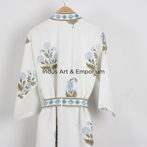 Vente en gros kimono en coton gaufré imprimé à la main - Product Image 3