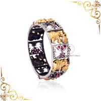Nouveauté Bracelet de travail deux tons éléphant pour femmes bijoux de mariage Rajwadi Kada ouvrable pour femmes et filles