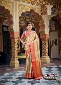 Saree en soie Royal et Rich Paithani Beaux vêtements indiens et pakistanais imprimés numériquement - Product Image 4