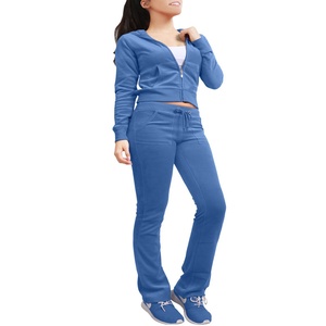 Nuevos productos de invierno 350G grueso recto más terciopelo deportes Casual pantalones de chándal Color sólido alto bordado Jogger tela en blanco - Product Image 4