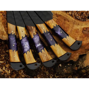 Juego de Cuchillos de Chef Profesionales Burraq de 5 Piezas, Acero al Carbono, Mango de Madera Hecho a Mano, Ambidiestro, Apto para Lavavajillas, Ecológico y Moderno - Product Image 5