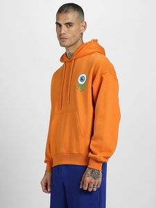 เสื้อมีฮู้ดแบบสวมหัวผ้าเทอร์รี่สีส้ม2024สำหรับผู้ชายเสื้อผ้าสไตล์ฝรั่งเศสระบายอากาศได้ไซส์ใหญ่ - Product Image 3
