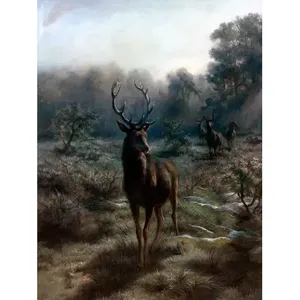 R. Bosque Ciervos y árboles Animales Azulejo Mural Cerámica Cocina y baño Backsplash Mural de pared - Product Image 1