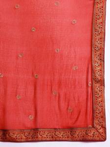 Mujeres étnico rojo sólido poliéster Kurta con pantalones y Dupatta indio pakistaní Salwar kameez traje - Product Image 6