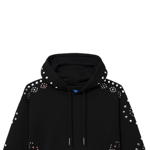 Streetwear Manufacturers Custom Black Rhinestone Heavyweight 480 Gsm Heavy Weight French Terry Oversized Rhinestone Hoodies - Product Image 3