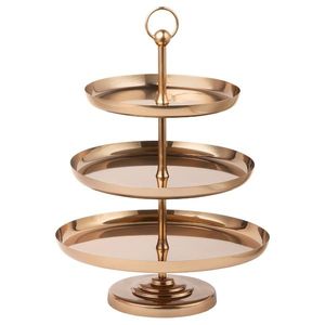 Support à gâteau rond en métal de style américain, décorations de table pour desserts, support à gâteau doré fait à la main, support de présentation pour servir le gâteau - Product Image 1