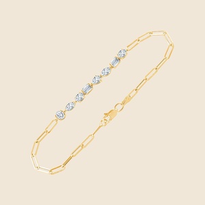 Pulsera de Diamantes Semirredondos Tallados con Diamantes Redondos Cultivados en Laboratorio F+-VS de 1.39 Quilates en Oro Sólido de 14K, Producto Más Vendido - Product Image 1