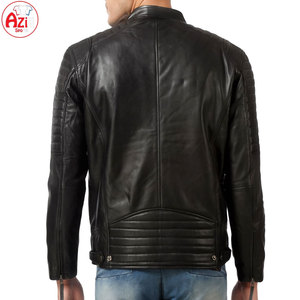 Latest Style Men's Leather Winter Jacket with Stand Collar and Front Logo Eco-Friendly Windproof Wholesale Best Selling - Product Image 2
