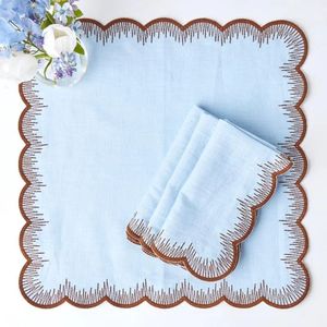 Elegante mantel de mesa de lino blanco bordado perfecto para Decoración de mesa de boda presentación de eventos de cena - Product Image 4