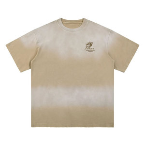 T-shirt classique délavé à l'acide, coupe ample, respirant, en coton, style streetwear pour hommes - Product Image 1