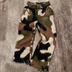 Pantalon de survêtement unisexe surdimensionné en laine mohair camouflage, imprimé, avec cordon de serrage, en maille moelleuse et duveteuse, pour homme - Product Image 4