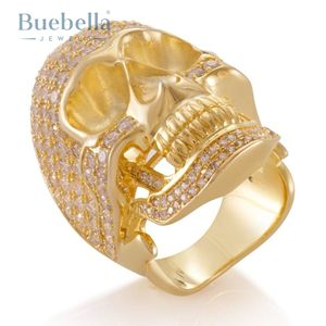 Venta caliente Original 925 Plata Vintage calavera grabado esqueleto Horrible estilo Punk Bling Iced Out anillo para hombres - Product Image 1