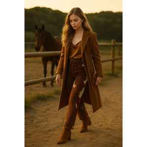 Pantalon en cuir de vachette premium taille haute, respirant et élégant avec taille élastique, style formel et urbain, disponible en tailles XL et XS - Product Image 2