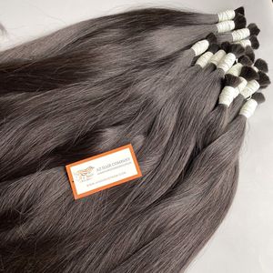 Extensions de cheveux vierges vietnamiennes 8-40 pouces longueur en vrac soie droite Remy cheveux faisceaux cuticule aligné naturel noir gratuit - Product Image 2