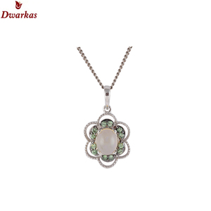 unisex fine jewelry 925 sterling silver <b>opal</b> gemstone birthday anniversary party gift CZ multi stone <b>pendant</b> <b>necklace</b> - Product Image 1