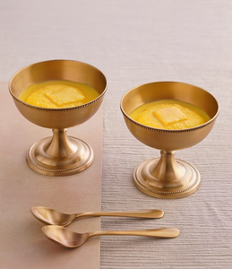 Stainless Steel <b>Ice</b> <b>Cream</b> Bowl With Copper Hammered Coating Design and Brass Base <b>Ice</b> <b>Cream</b> Spoon - Product Image 3